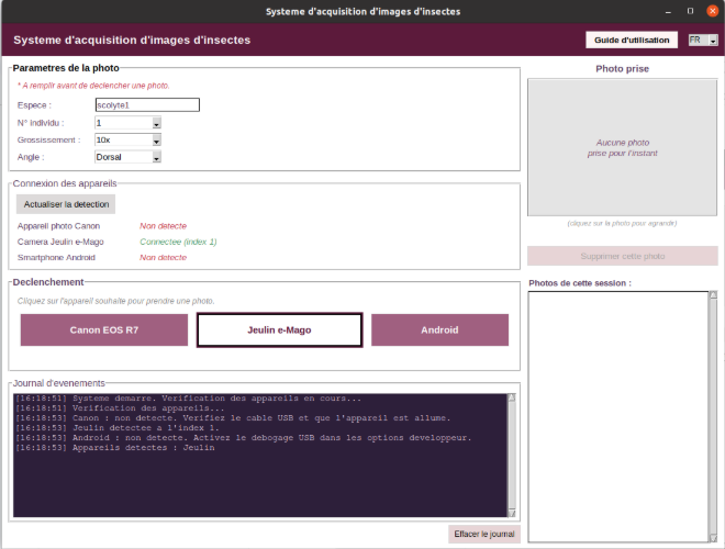 Plateforme Acquisition Scolytes — Interface Tkinter